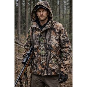 Big Bill Camo Wood'n Trail Hunting Jacket Size M Regular Hood Pockets